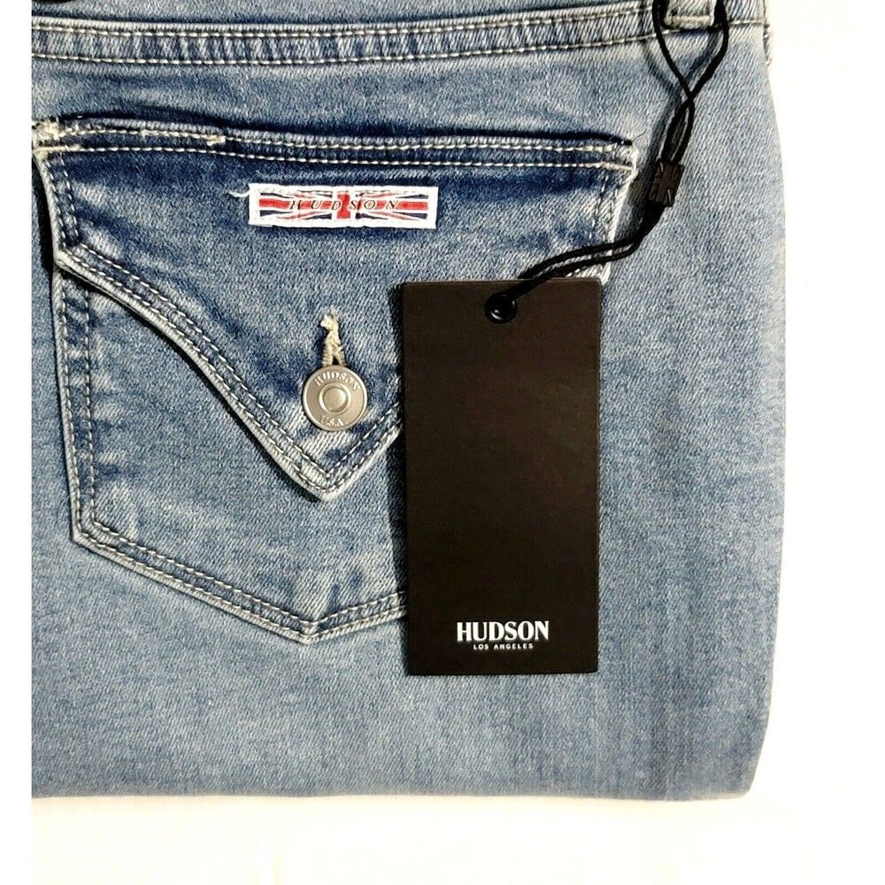 HUDSON Straight Stretch Denim Jeans 16/36 Flap Back Pocket Slim Fit Mid-Rise NWT - Picture 10 of 11